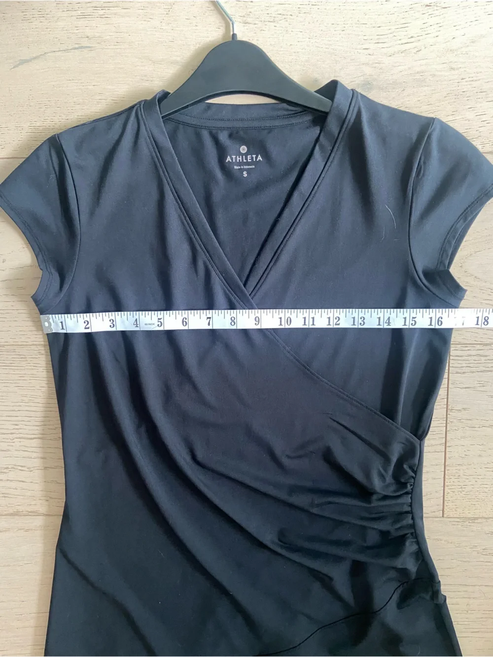 ATHLETA Nectar Faux Wrap Midi Dress Small Black Lightweight Travel - Picture 7 of 8